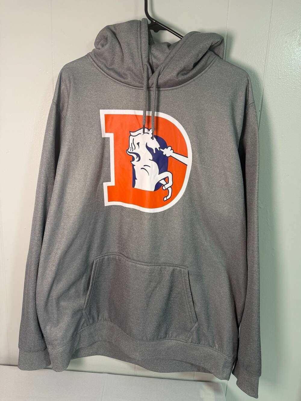 Ultra Game NFL Denver Broncos Hoodie Size XXL Gray Historic Logo
